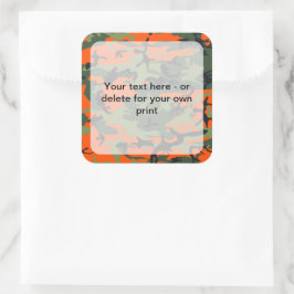 Oranje en groene camouflage, leger, leger vierkante sticker