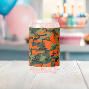 Oranje en groene camouflage, militair, leger blikvorm glas