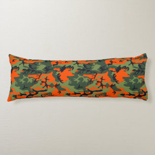 Oranje en groene camouflage, militair, leger lichaamskussen