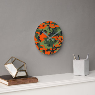 Oranje en groene camouflage, militair, leger ronde klok