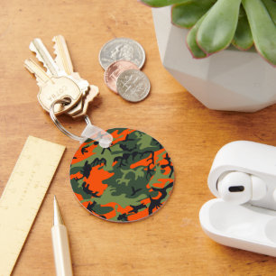 Oranje en groene camouflage, militair, leger sleutelhanger