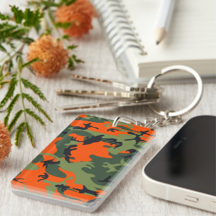 Oranje en groene camouflage, militair, leger sleutelhanger