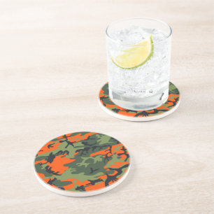 Oranje en groene camouflage, militair, leger zandsteen onderzetter