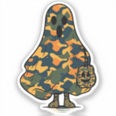 Oranje en groene camouflage spook en pompoen sticker (Voorkant)