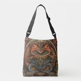 Oranje en groene Chinese Dragon Tattoo Crossbody Tas