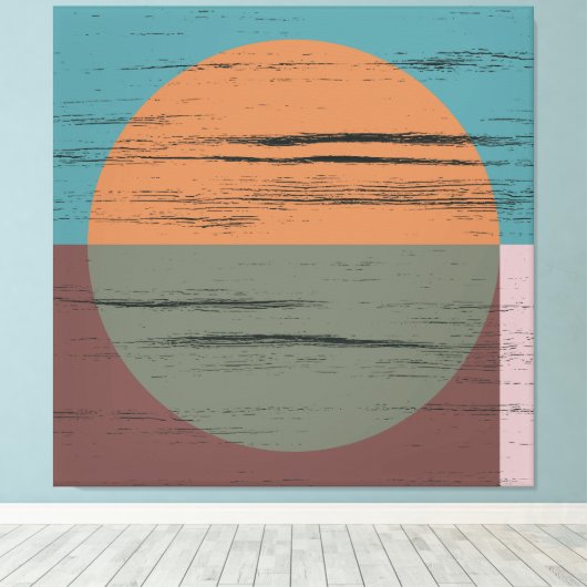 Oranje en groene cirkel canvas afdruk (Insitu (Houten vloer))