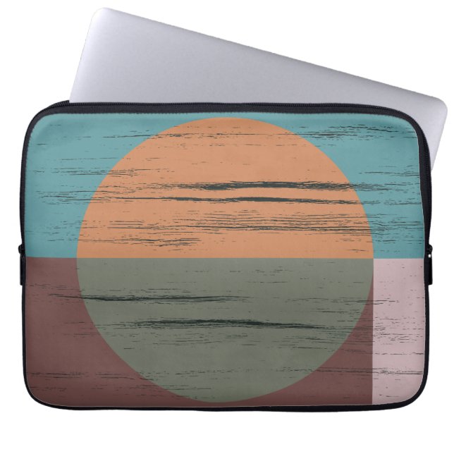 Oranje en groene cirkel laptop sleeve (Voorkant)