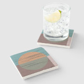 Oranje en groene cirkel stenen onderzetter (Zijkant)