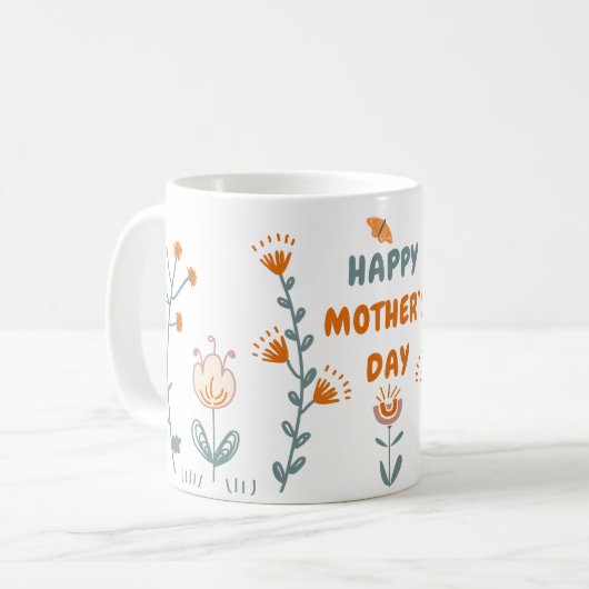 Oranje en Groene Eenvoudige Moederdag Persoonlijke Koffiemok (Voorkant links)