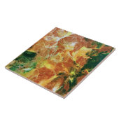 Oranje en groene Floral Tegeltje (Zijkant)