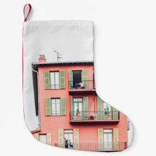 ORANJE EN GROENE GEBOUW MET 4 SOORTEN KLEINE KERSTSOK