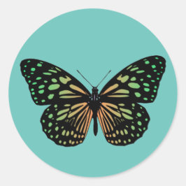 Oranje En Groene Gevlekte Vlinder Ronde Sticker