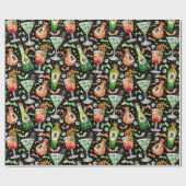 Oranje en groene Halloween cocktails en drankjes Cadeaupapier (Vlak)