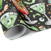 Oranje en groene Halloween cocktails en drankjes Cadeaupapier (Rol Hoek)