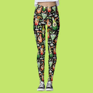 Oranje en groene Halloween cocktails en drankjes Leggings