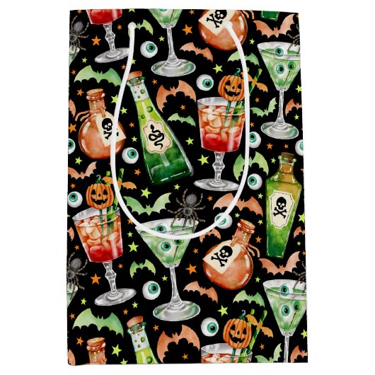 Oranje en groene Halloween cocktails en drankjes Medium Cadeauzakje (Voorkant)