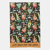 Oranje en groene Halloween cocktails en drankjes Theedoek (Verticaal)