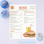 Oranje En Groene Hamburger Hotdog Eetmenu Prijzen Flyer (Enkel)