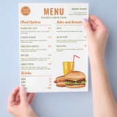 Oranje En Groene Hamburger Hotdog Eetmenu Prijzen Flyer (Hand)