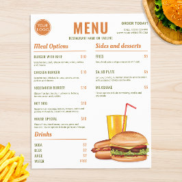 Oranje En Groene Hamburger Hotdog Eetmenu Prijzen Flyer