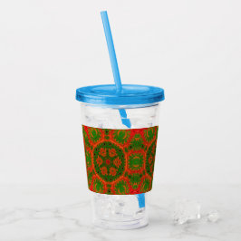 Oranje en groene Kaleidoscoop Acryltumbler Acryl Drinkbeker