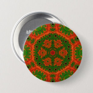 Oranje en groene Kaleidoscoop Badge Ronde Button 7,6 Cm
