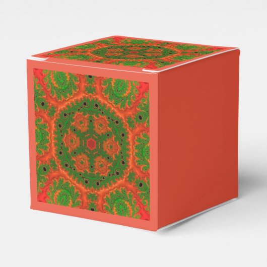 Oranje en groene Kaleidoscoop - doos Bedankdoosjes (Voorkant Zijde)