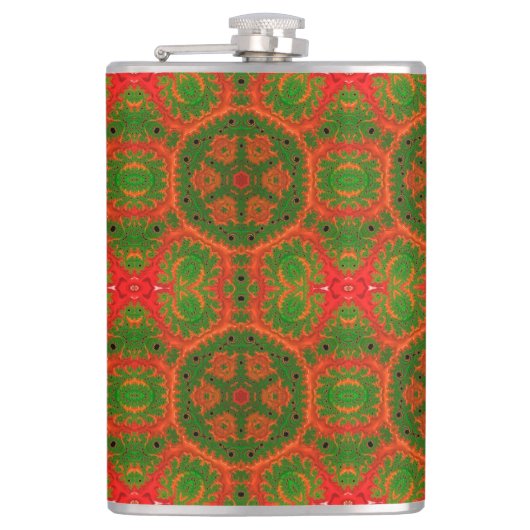 Oranje en groene Kaleidoscoop Hip Flask Heupfles (Voorkant)