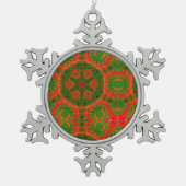 Oranje en groene Kaleidoscoop kerstversiering Tin Sneeuwvlok Ornament (Voorkant)