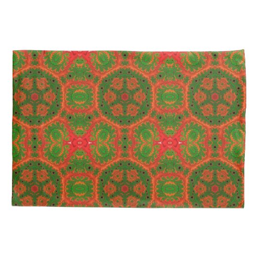 Oranje en groene Kaleidoscoop Kussensloop (Achterkant)