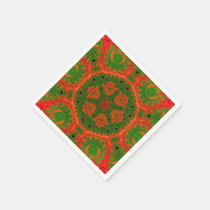 Oranje en groene Kaleidoscoop-papier Napkin Servet