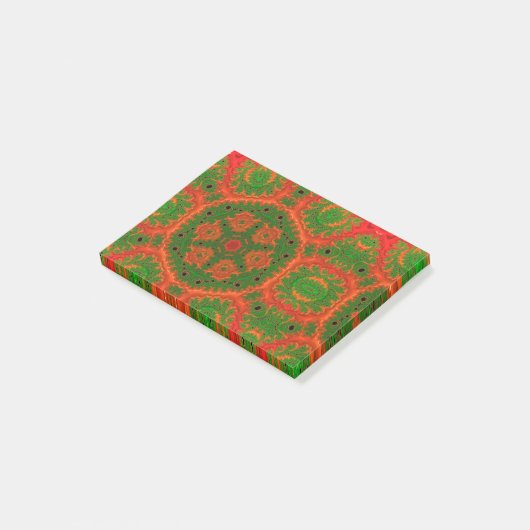 Oranje en groene Kaleidoscoop Post-it® Notes (Schuin)