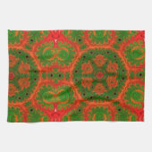 Oranje en groene Kaleidoscoop Tea Towel Theedoek (Horizontaal)