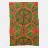 Oranje en groene Kaleidoscoop Tea Towel Theedoek (Verticaal)