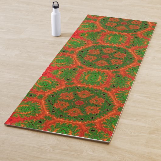 Oranje en groene Kaleidoscoop Yoga Mat (In situ)