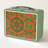 Oranje en groene Kaleidoscope Lunch Box (Voorkant)