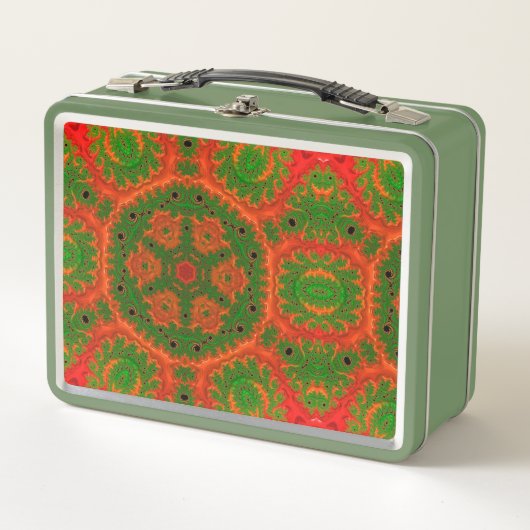 Oranje en groene Kaleidoscope Lunch Box (Voorkant)