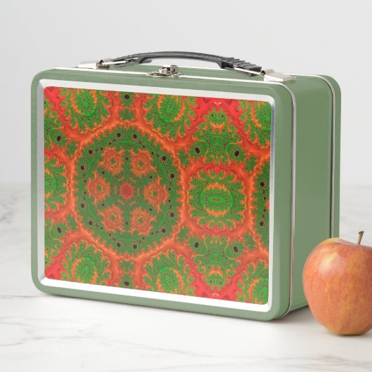 Oranje en groene Kaleidoscope Lunch Box (In situ)