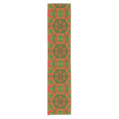 Oranje en groene Kaleidoscope Table Runner Korte Tafelloper (Voorkant)