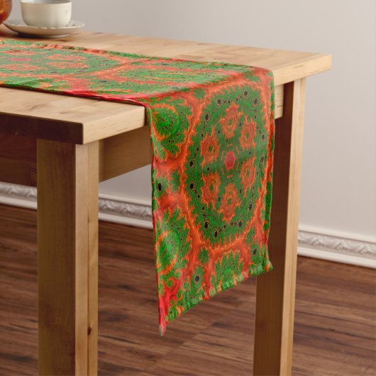 Oranje en groene Kaleidoscope Table Runner Korte Tafelloper (Voorbeeld)