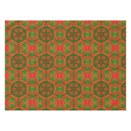 Oranje en groene Kaleidoscope Tablecloth Tafelkleed (Voorkant (Horizontaal))