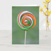 Oranje en groene lolly kaart (Gele Bloem)