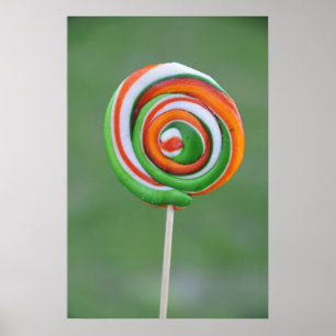 Oranje en groene lolly poster