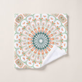 Oranje en groene mandala bad handdoek (Wasdoekje)