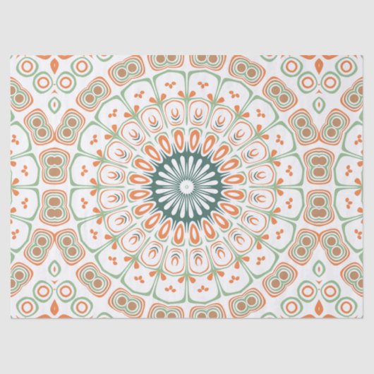 Oranje en groene mandala tissuepapier (Voorkant)