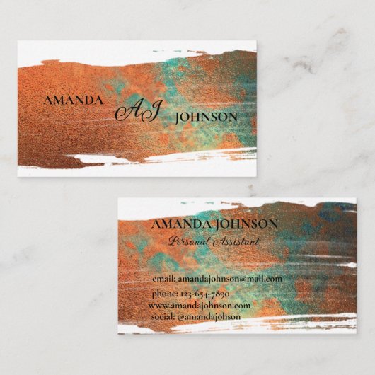 Oranje en groene minimalistische moderne professio visitekaartje (Voorkant / Achterkant)