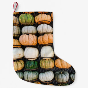 Oranje en groene pompoentjes kleine kerstsok