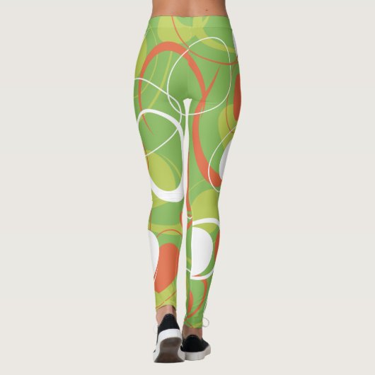 Oranje en groene Saturnus Rings Leggings (Achterkant)