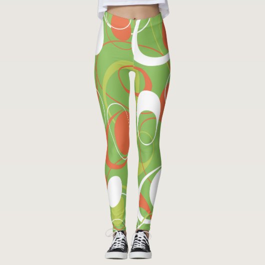 Oranje en groene Saturnus Rings Leggings (Voorkant)