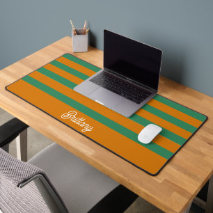 Oranje en groene streepjespatroon gepersonaliseerd bureaumat